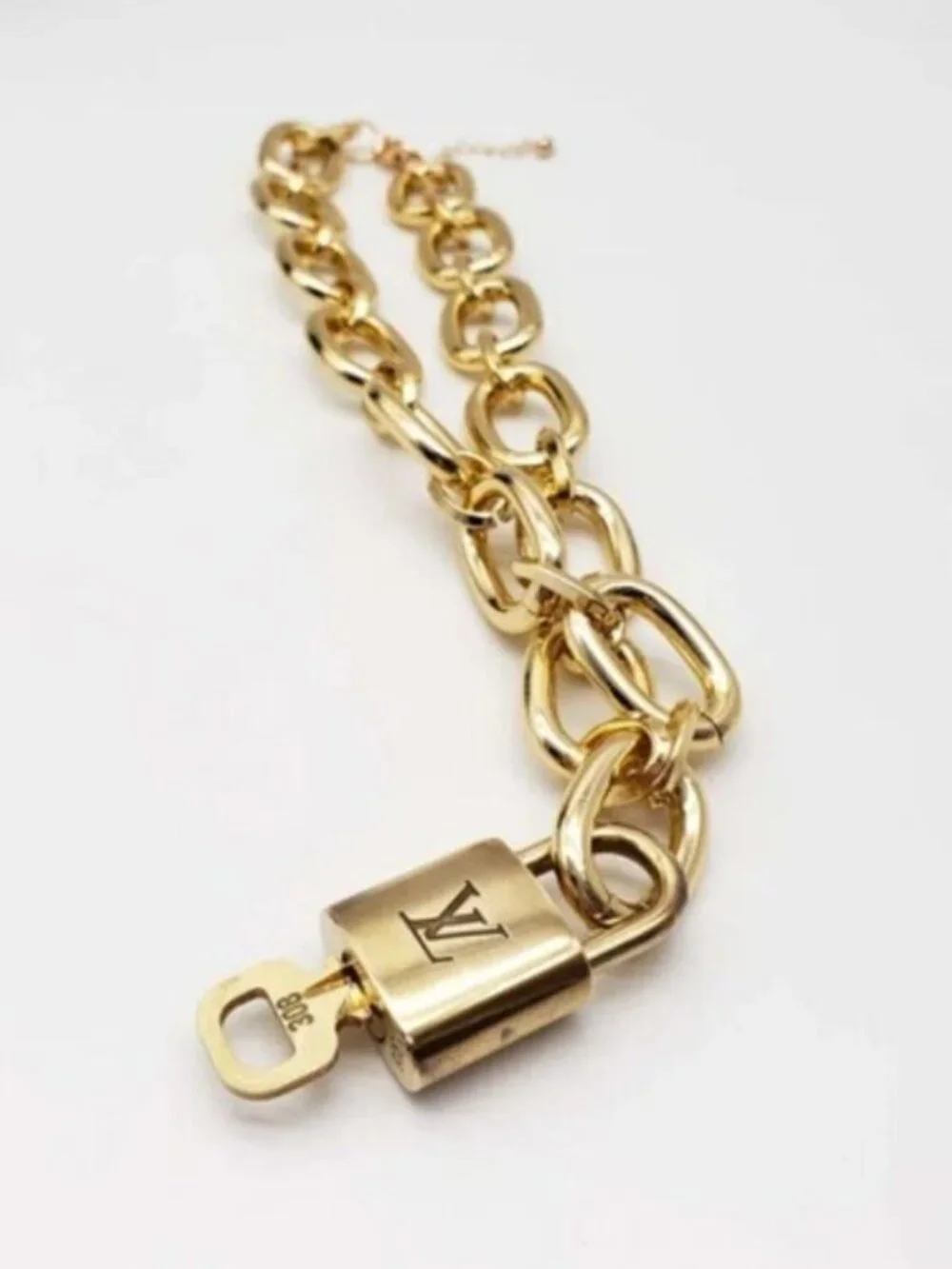 Gold-Plated Necklace with Authentic Louis Vuitton Padlock
